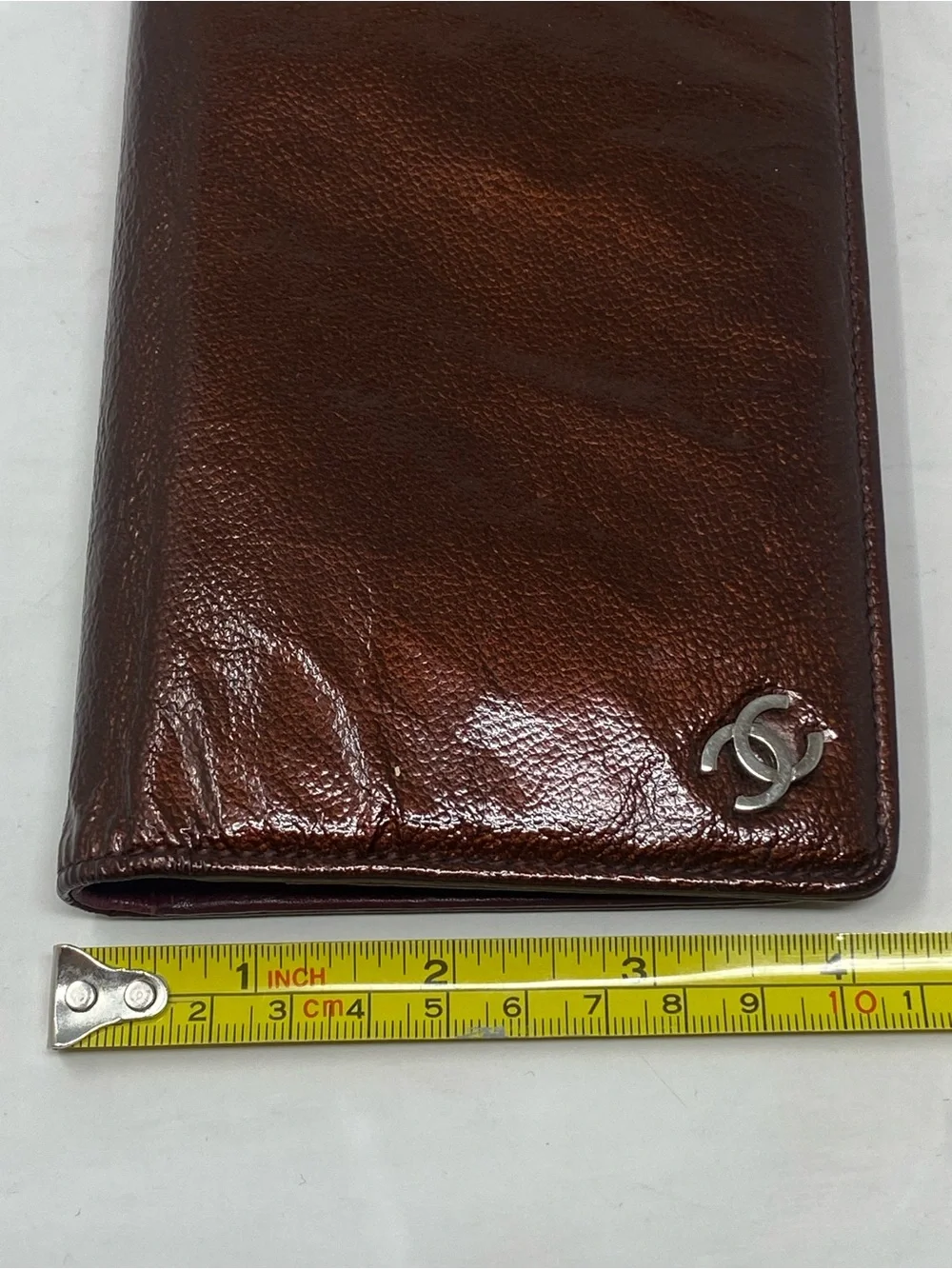 Chanel Wallet Long CC Enamel Bronze Patent Leather